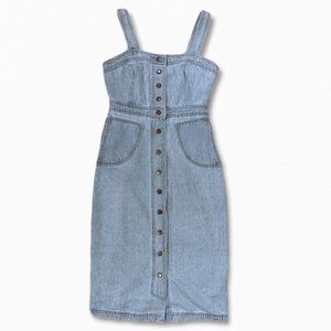 Vintage Light wash Denim Overall Button Down Dress